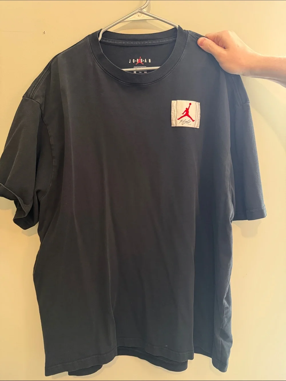 Jordan Black Short-Sleeve Tee with Red Jumpman Patch